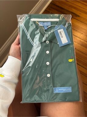 Magnolia Lane Green Polo with White Trim and Yellow Logo